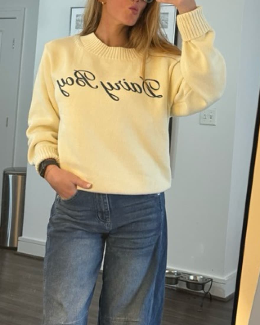 Comfy Cream Dairy Boy Sweater - Image 2