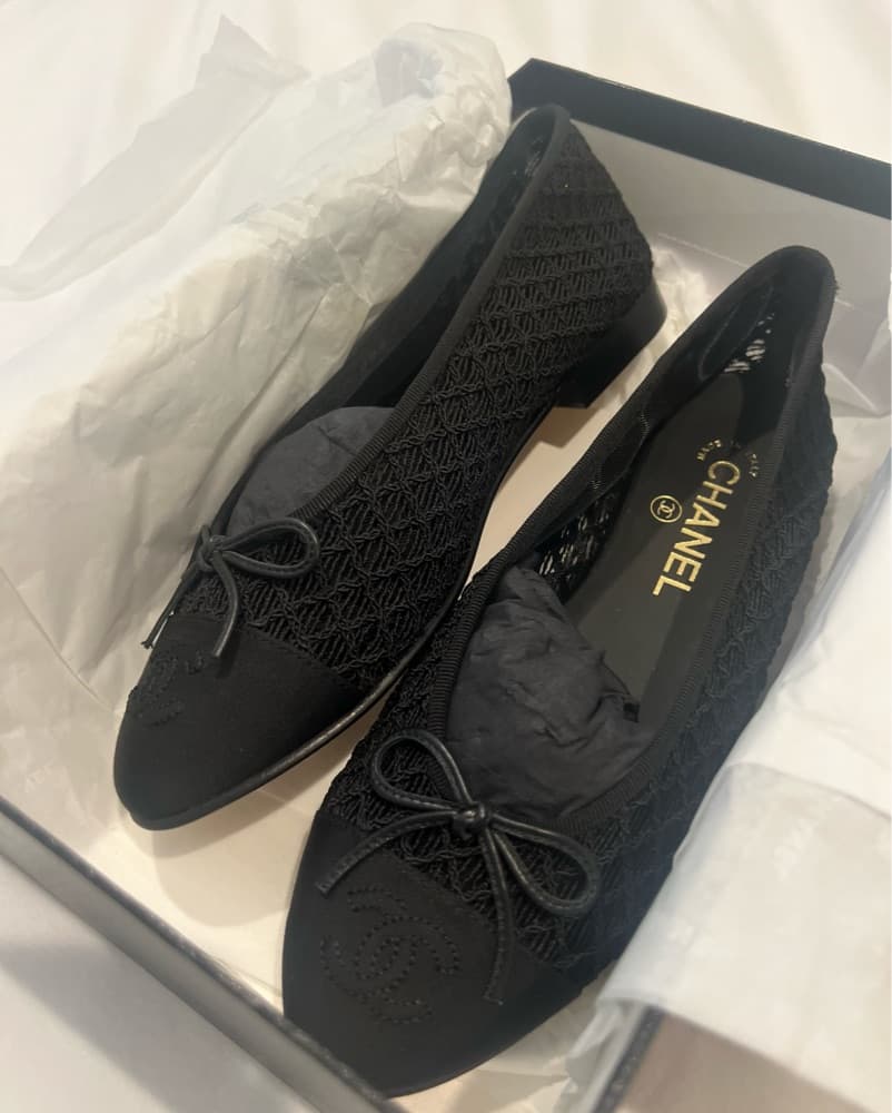 Black Chanel Mesh Ballet Flats  - Image 2