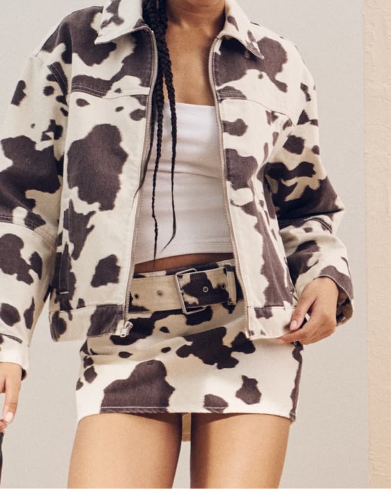 Denim Cowprint Skort - Image 1