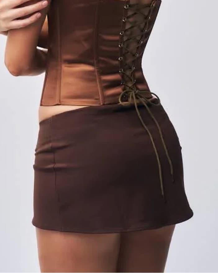 Guizio Brown Micro Mini Skirt - Image 3