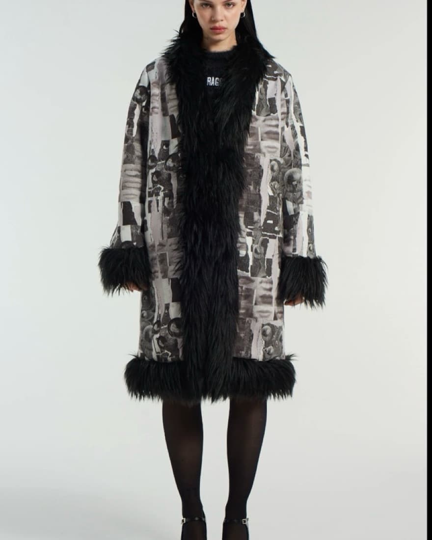 Graphic Printed Trench Coat - Image 5