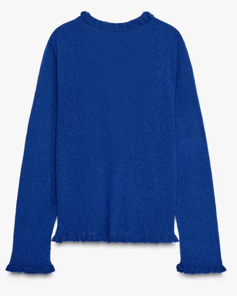 Zara Blue Ruffled Knit Cardigan - Image 2