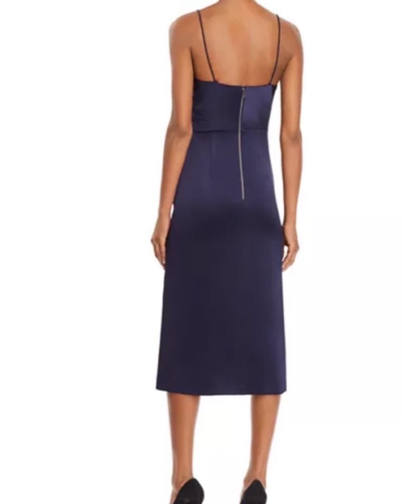 Alice and Olivia Navy Ruched Slit Dress - Image 4