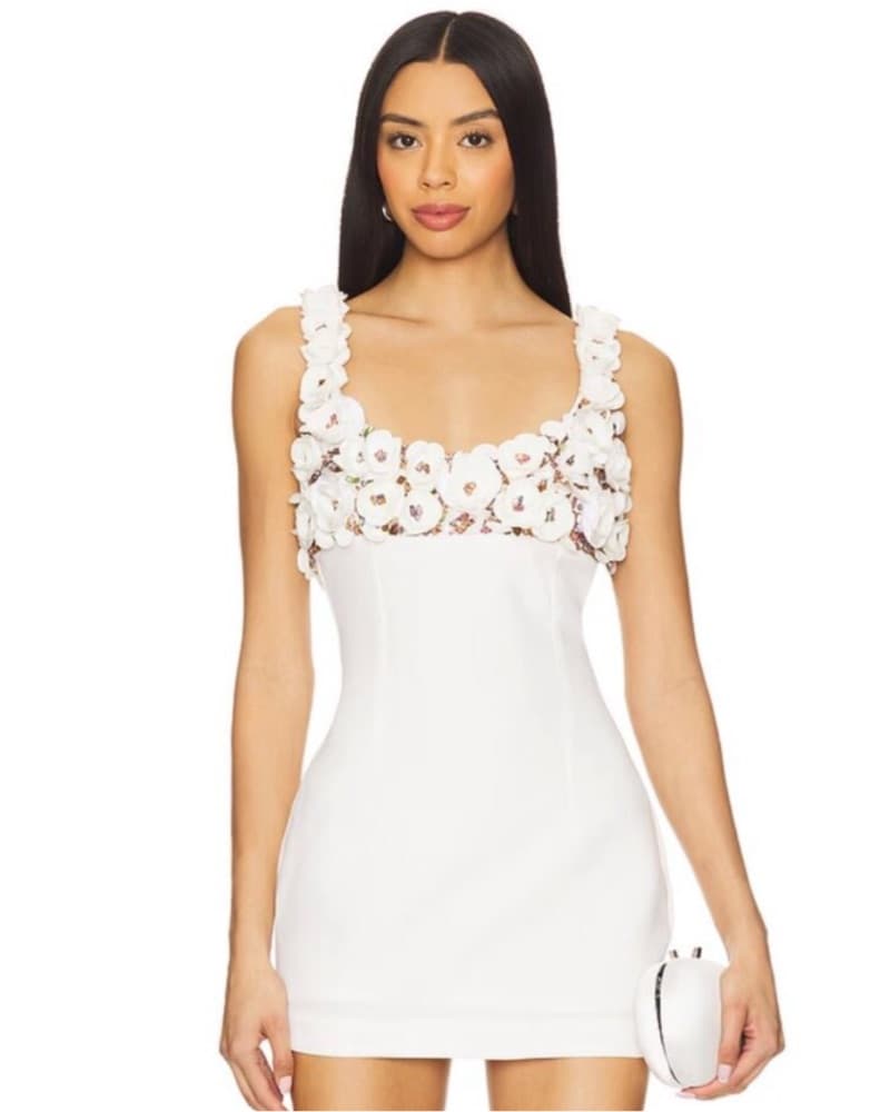 FROSTED CHLOE MINI DRESS IN WHITE - Image 1