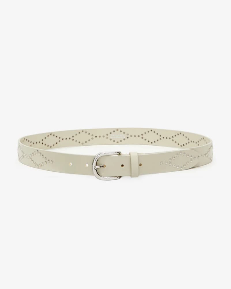 Isabel Marant Belt White Silver Buckle Leather Studded - Image 1