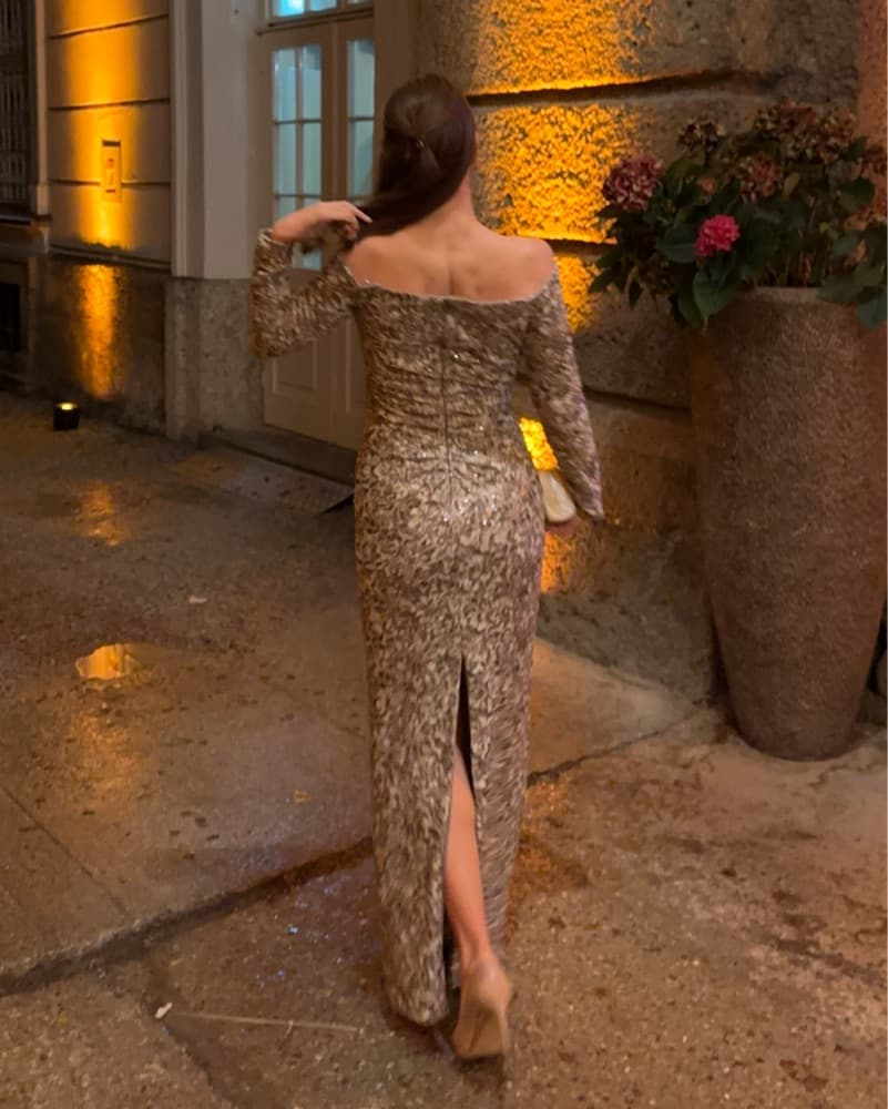 Mauve Sequin and Lace Gown - Image 2
