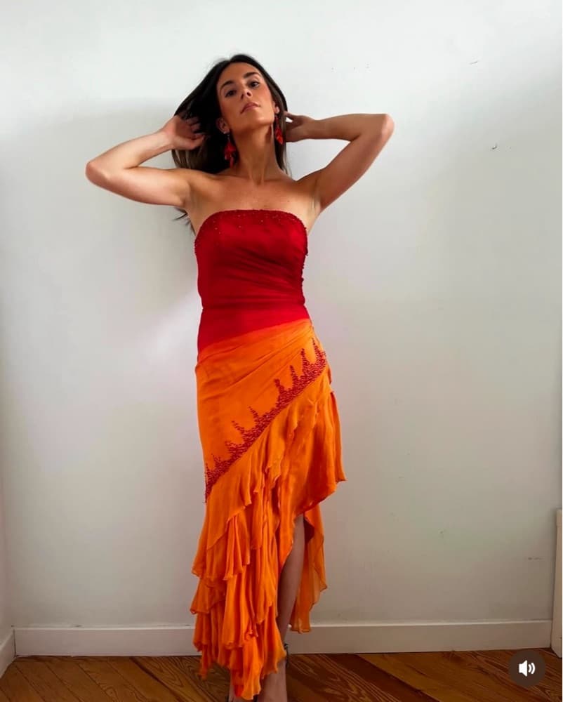 Viral Vintage Red And Orange Dress - Image 2