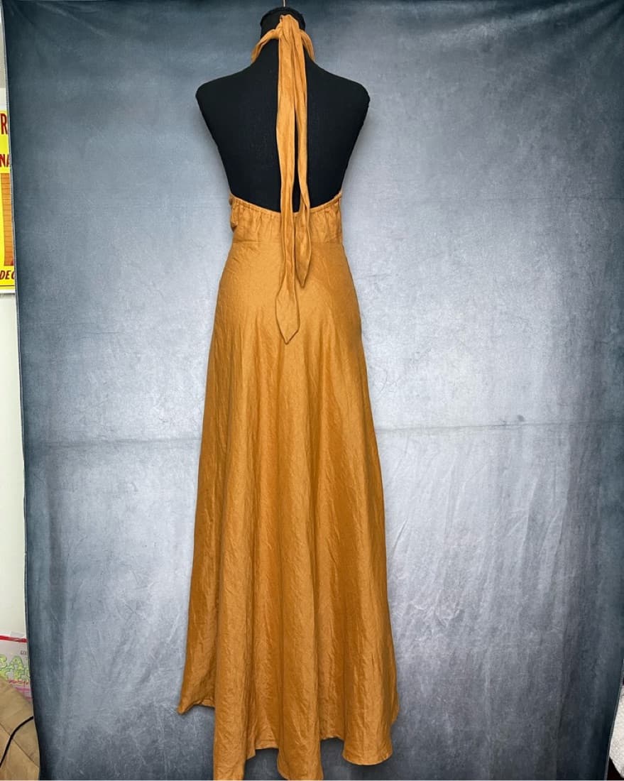 Dissh Burnt Prange Linen Halter Maxi - Image 4