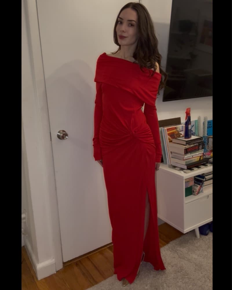 Red Off-Shoulder Gown By Prabal Gurung - Image 6