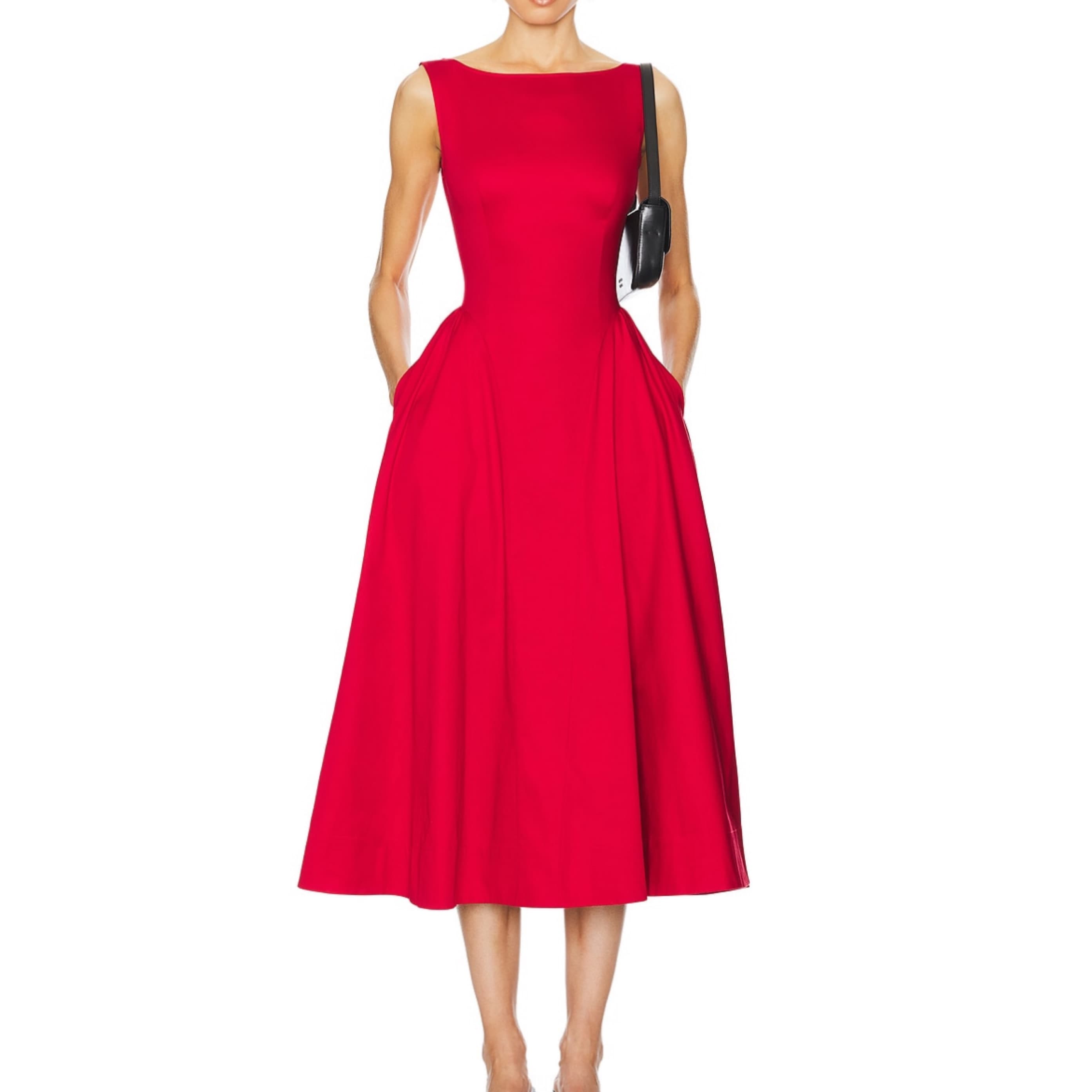 Helsa Stretch Cotton Sateen Midi Dress - Image 2