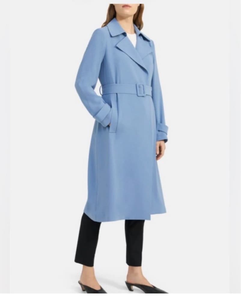 Theory Oaklane Blue Trench Coat - Image 1