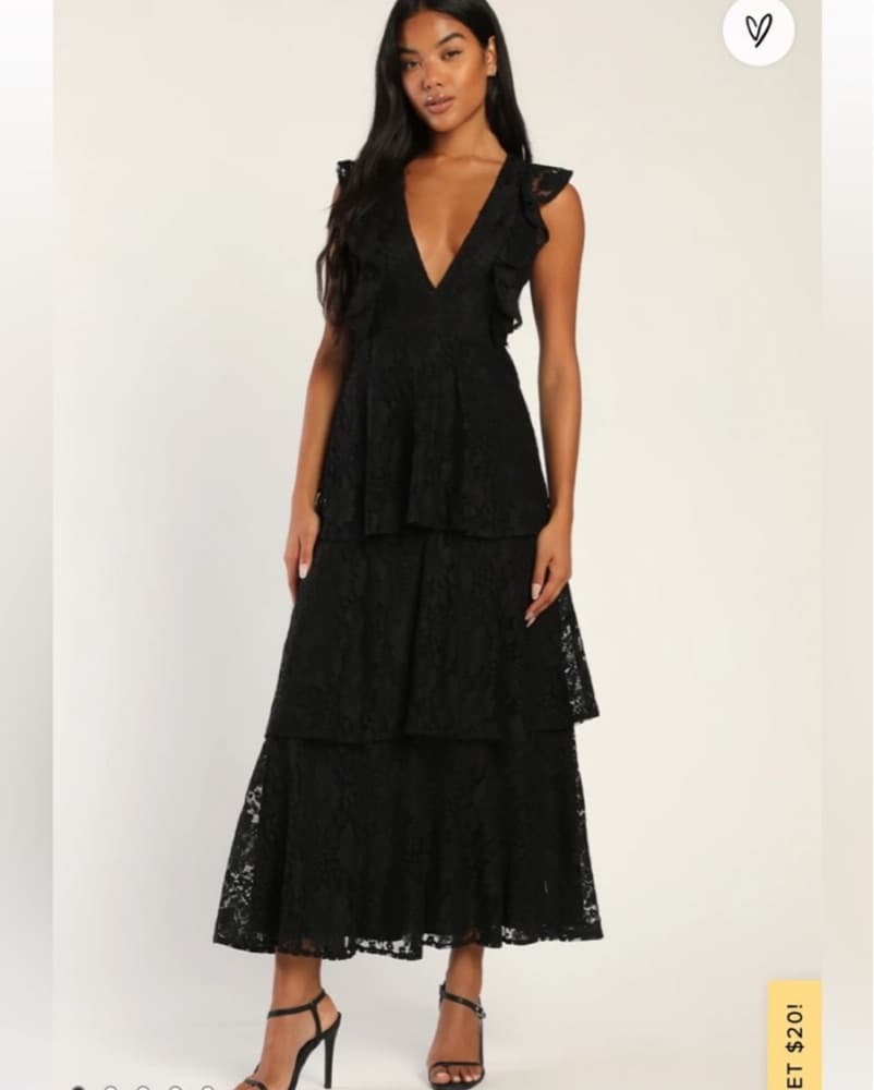 lulus Molinetto Black Lace Ruffled Dress - Image 2