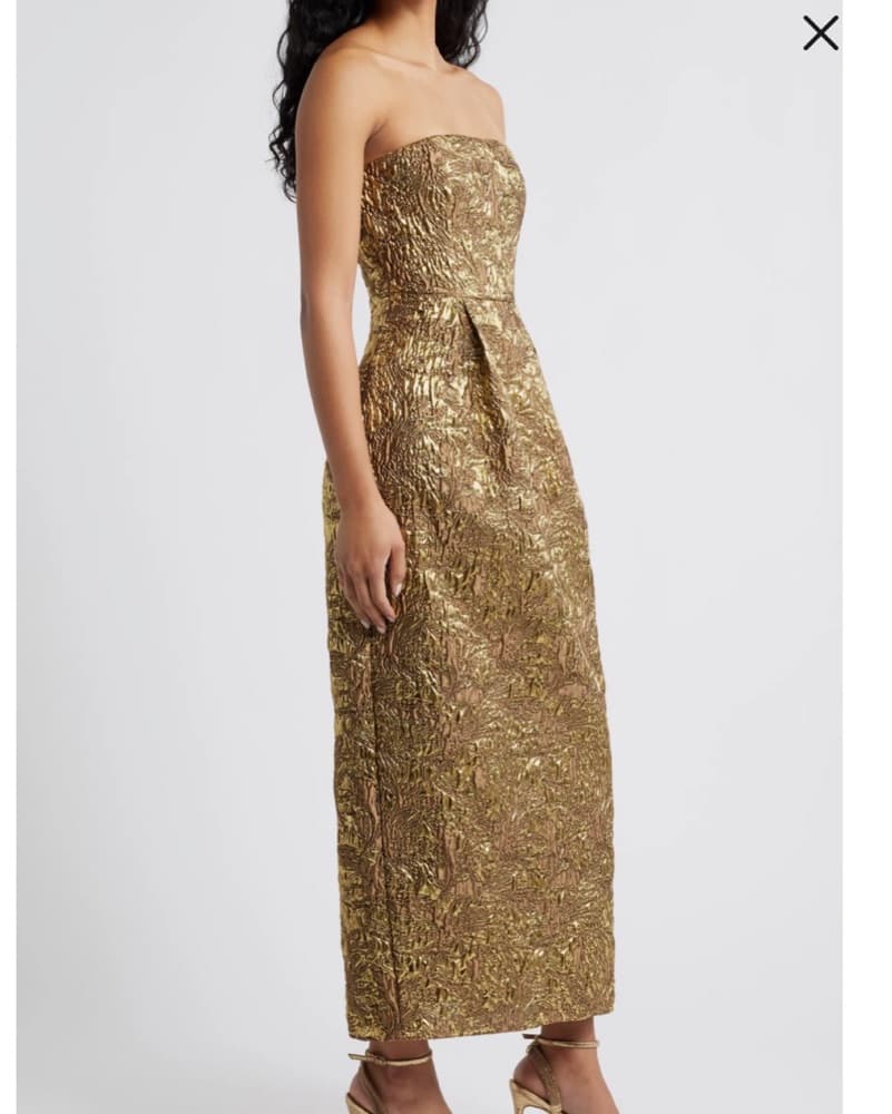 Kya Metallic Brocade Strapless dress - Image 2