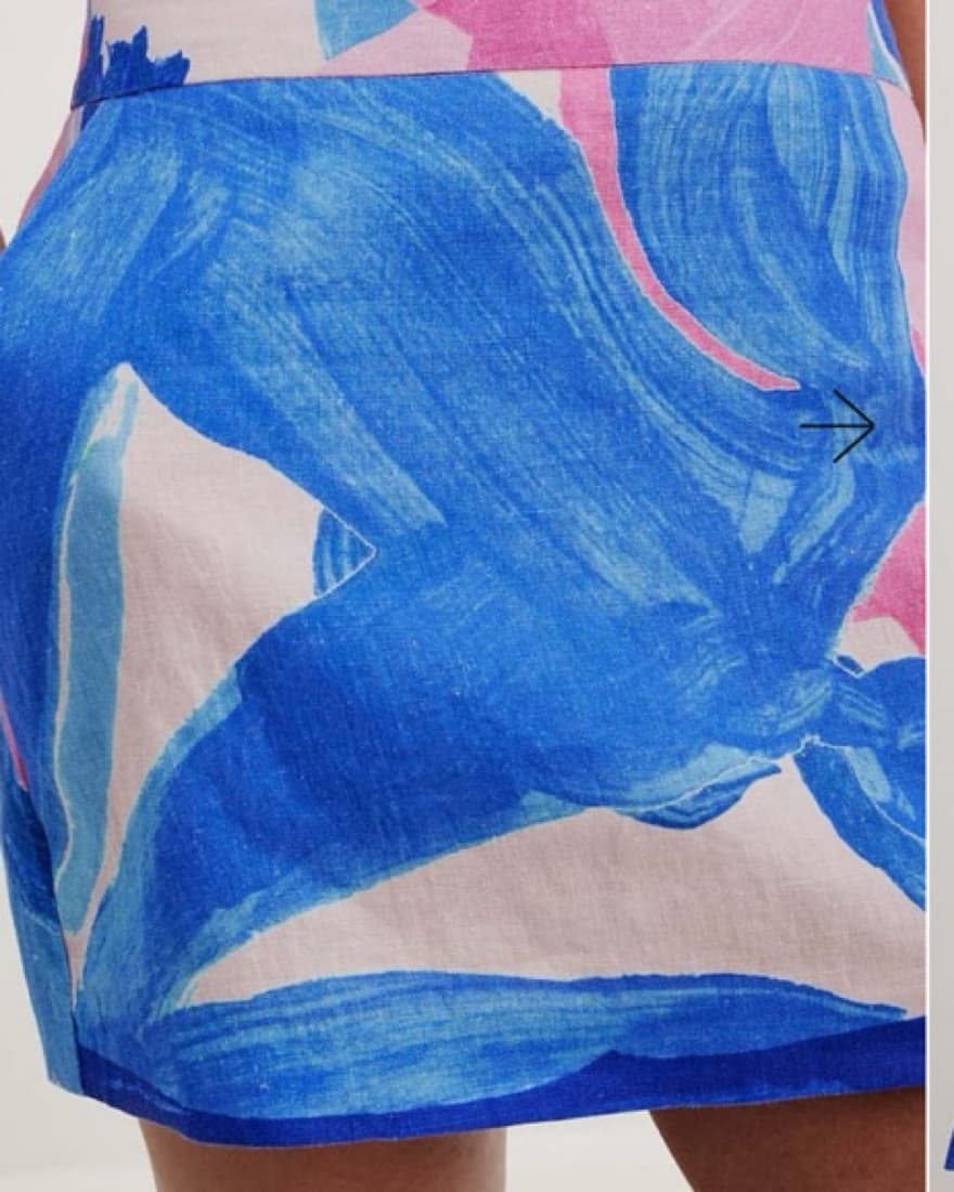 Pink And Blue Linen Mini Skirt - Image 2