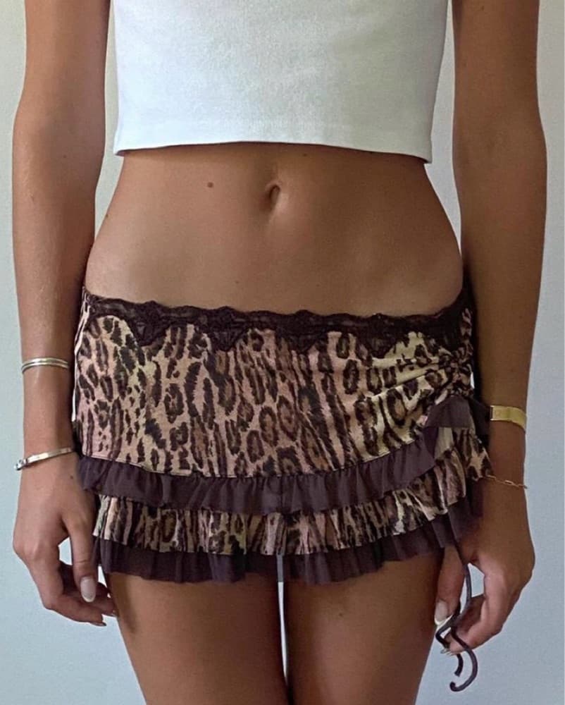 Leopard Print Ruffle Mini Skirt - Image 1