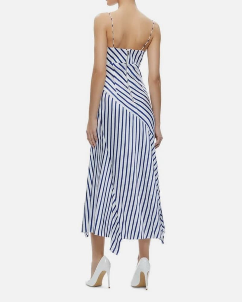 Striped Maxi Dress with Asymmetric Hem - Image 3