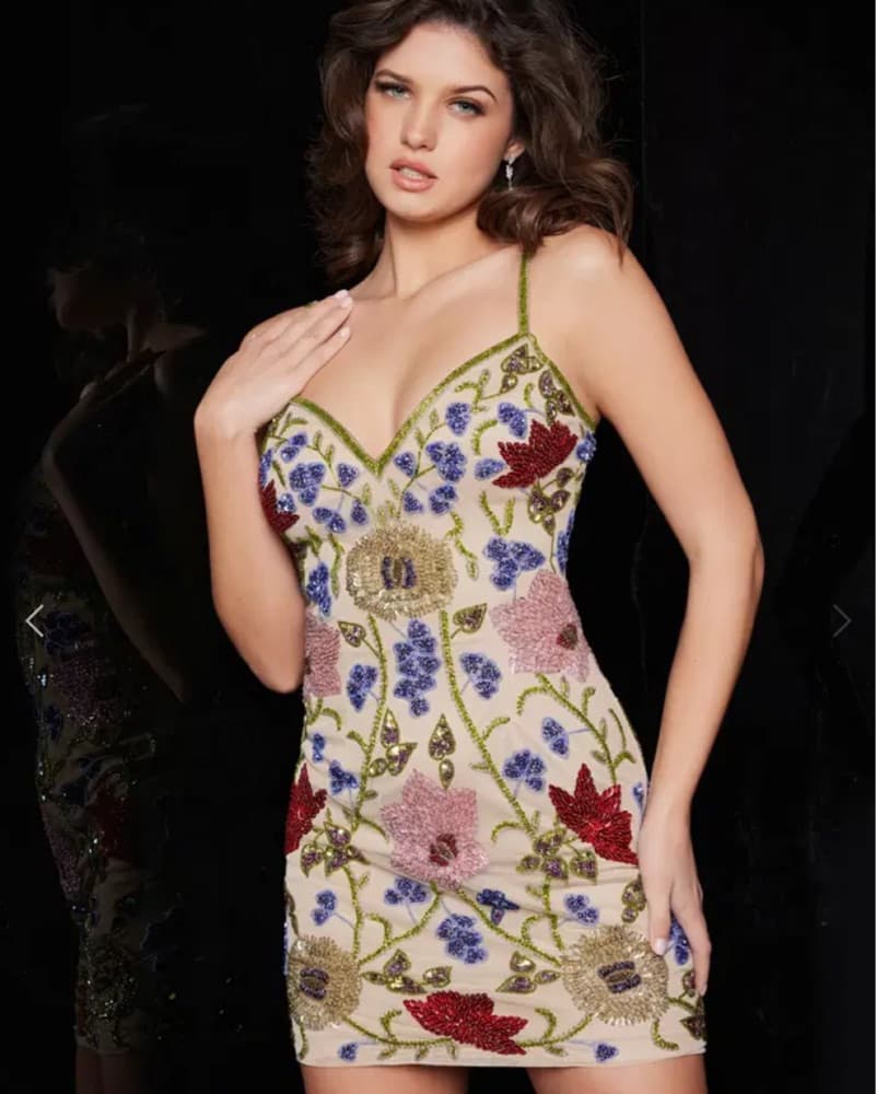 Embroidered Floral Cocktail Dress - Image 4