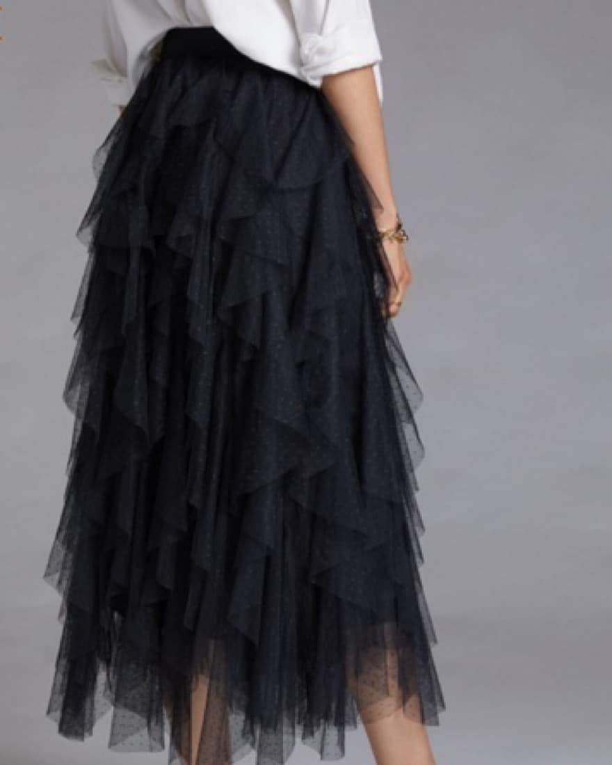 Ruffled Long Black Tulle Skirt  - Image 2