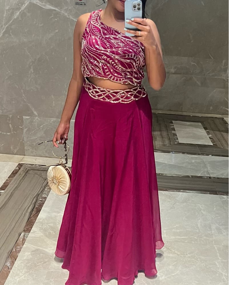 Magenta Skirt And Top Lehenga Set - Image 3