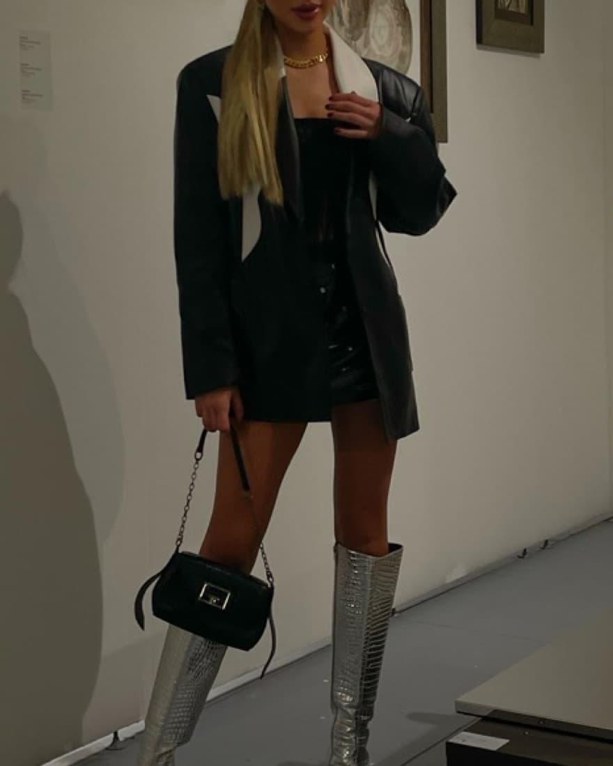 Black & White Leather Blazer  - Image 1