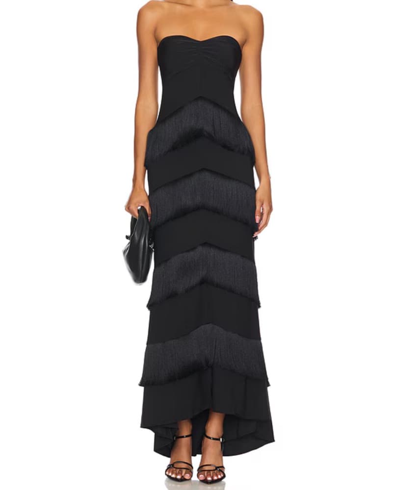 House Of Harlow Fringe Maxi Dress Black - Image 3