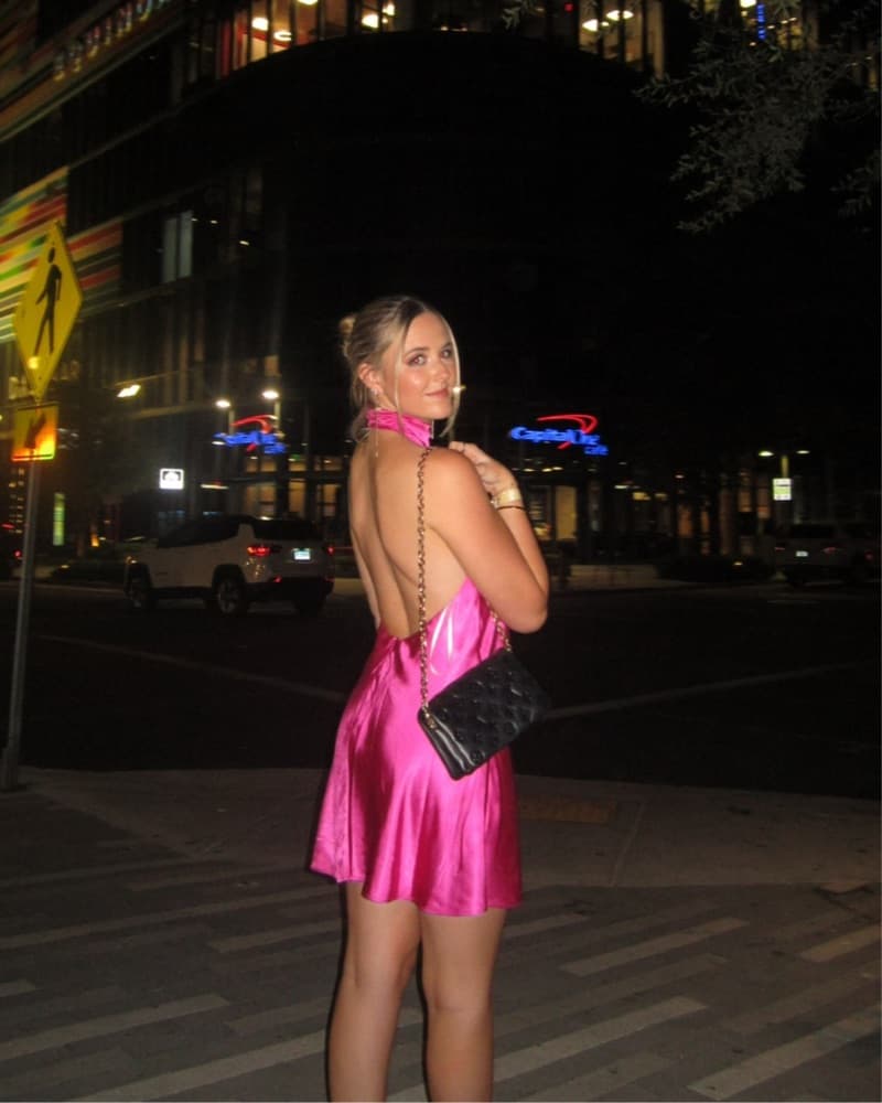 Hayes Mini Dress In Magenta Pink - Image 2