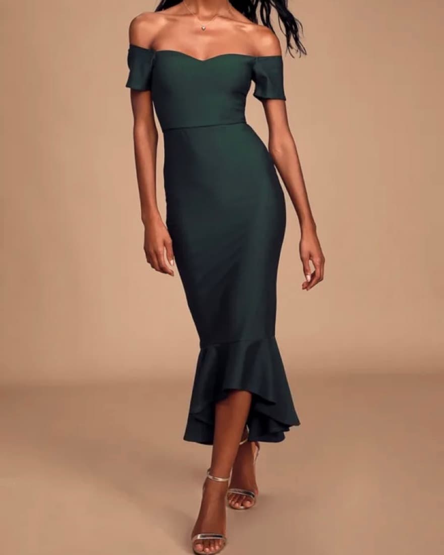 Lulu’s Off The Shoulder Midi Dress - Image 1