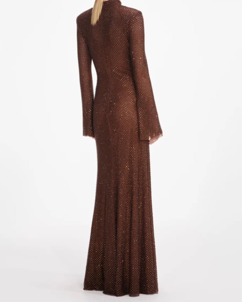 Brown Rhinestown Self Portrait Gown - Image 11