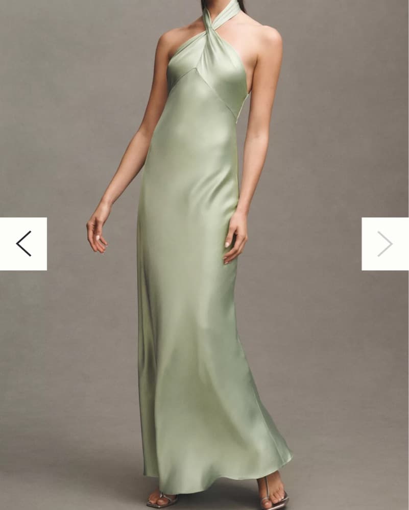 Elegant Sage Green Halter Gown - Image 1