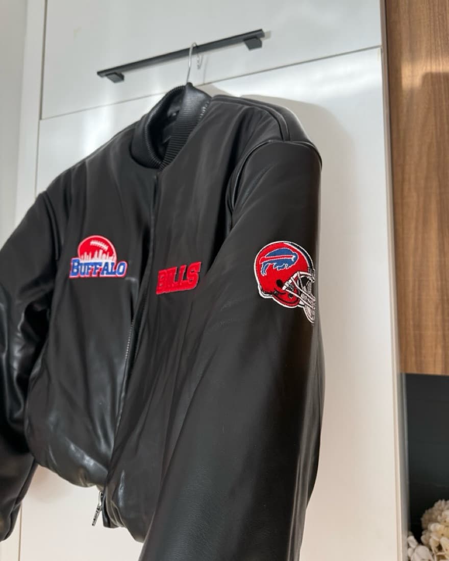 Buffalo Bills Leather Puffer Jacket - Image 2