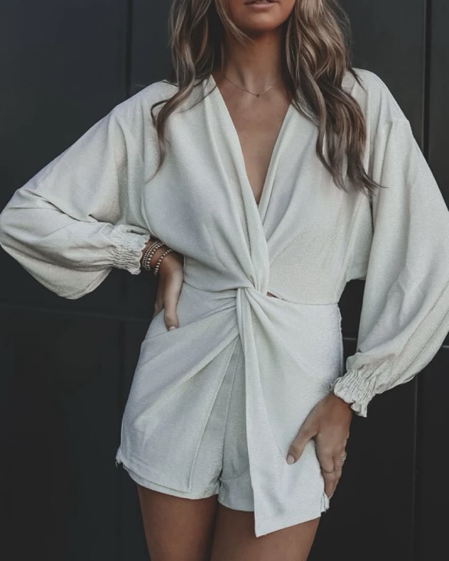 Sparkle Shimmer Romper In Pearl - Image 4