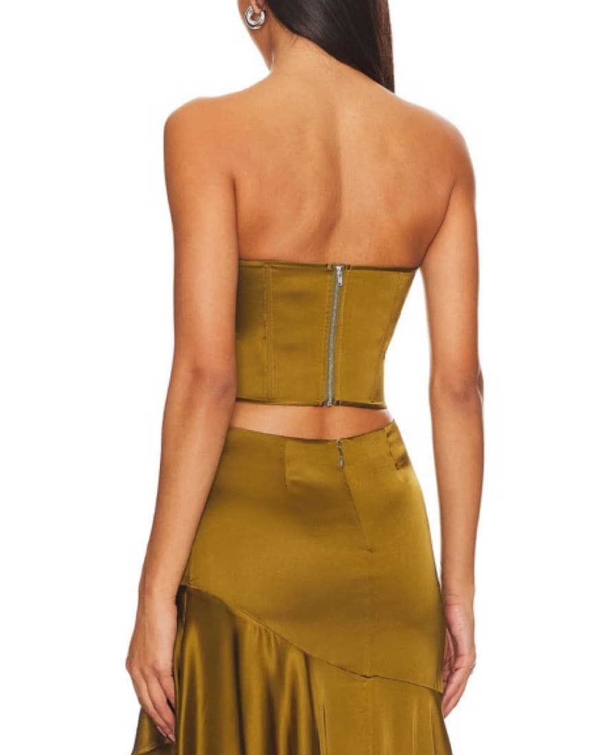 NBD Corset Maxi Skirt Set Olive Green - Image 3
