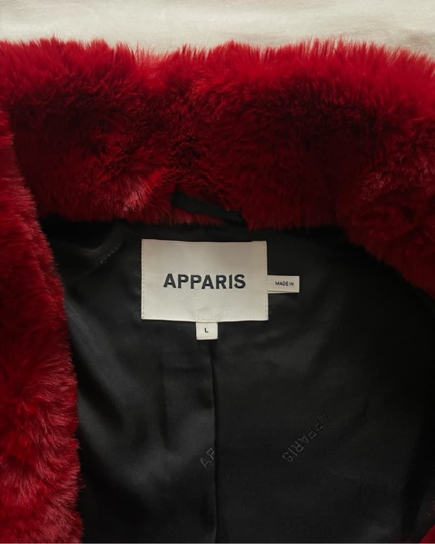 Red Apparis Faux Fur Coat - Image 4