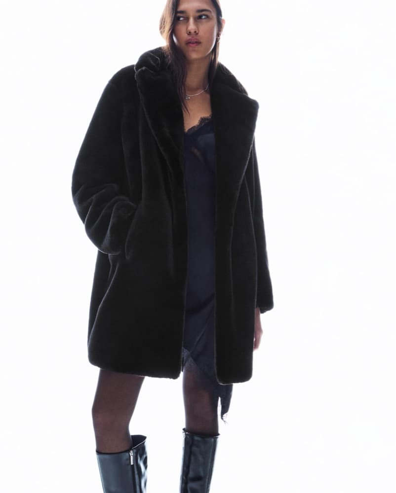 Black Faux Fur Coat - Image 1