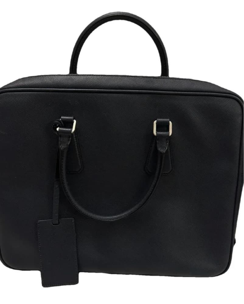 Prada Milano Black Leather Saffiano Laptop Tote Bag - Image 1