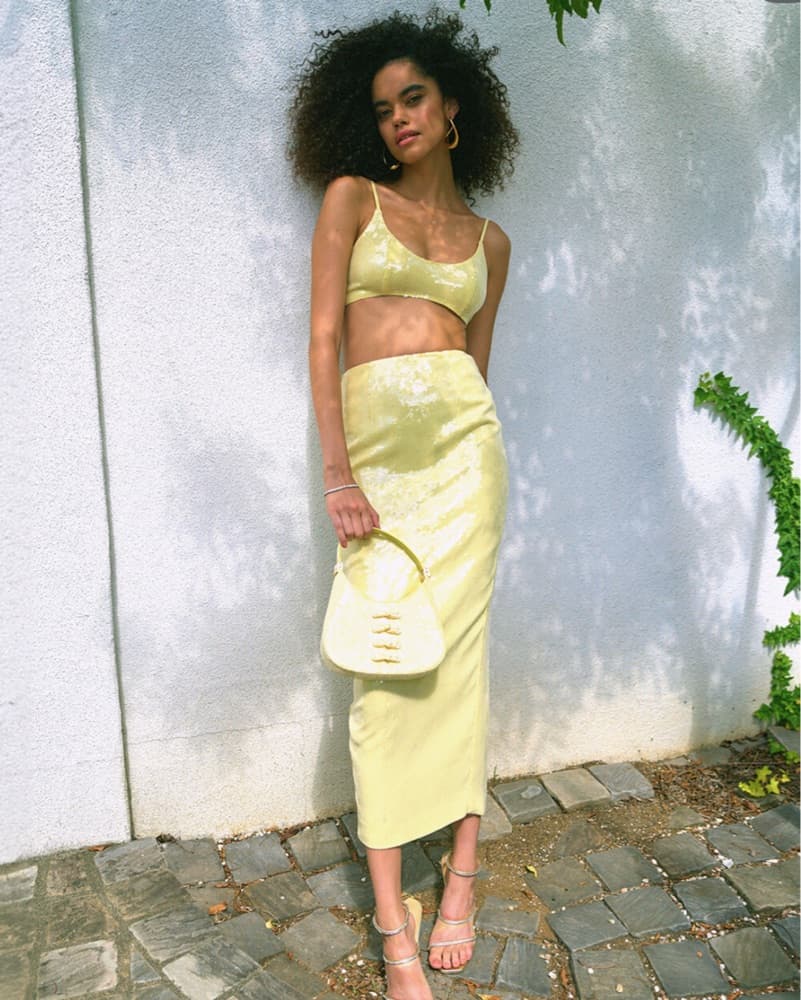 Shimmering Yellow Midi Skirt  - Image 1