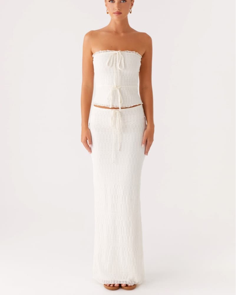 Ivory Tube Top Maxi Skirt Set - Image 4