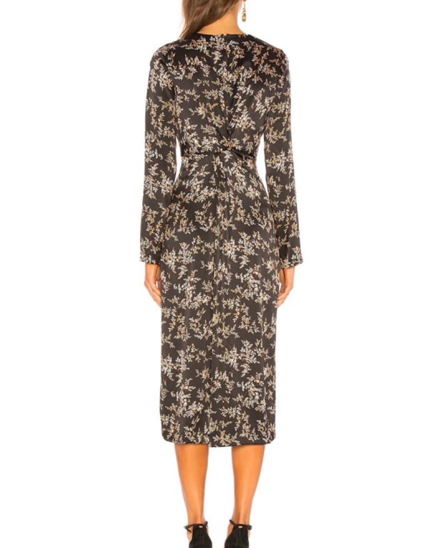 Vince Silk Floral Twist Midi Dress - Image 2