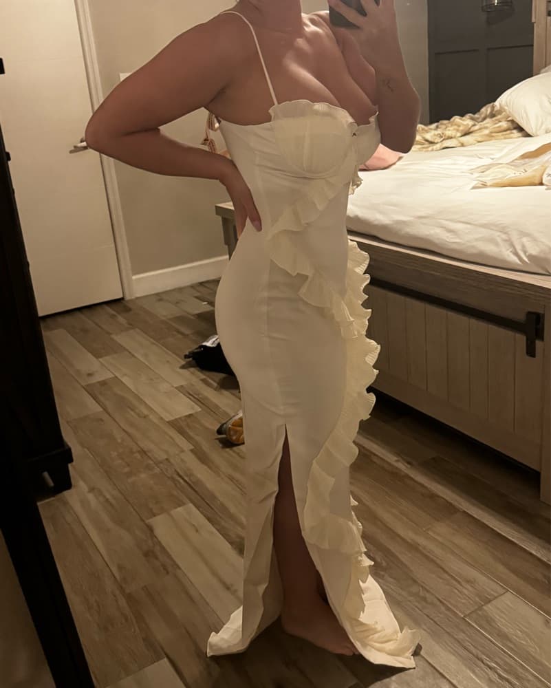 Elegant Ruffled Satin Gown - Image 2