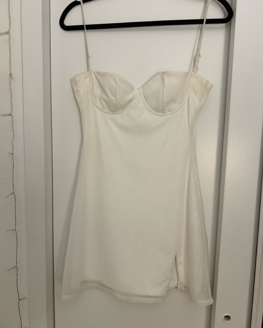 Baby Boo Sparkling White Mini Dress - Image 5