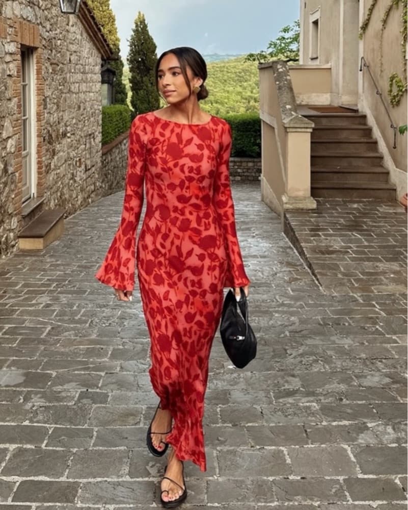 Realistation Par Vibrant Red Floral Dres - Image 1