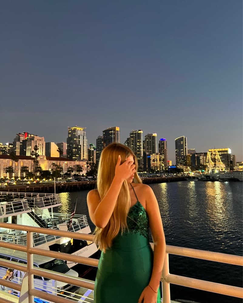Emerald Green Sequin Gown - Image 3