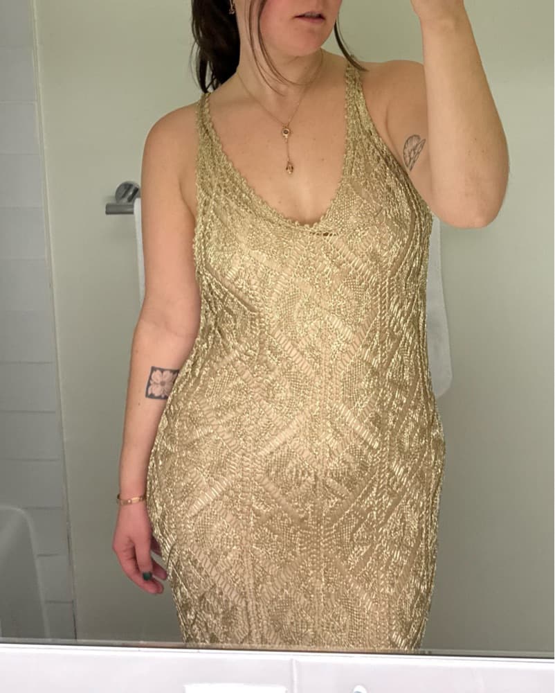 Ganni Metallic Gold Maxi Dress - Image 2