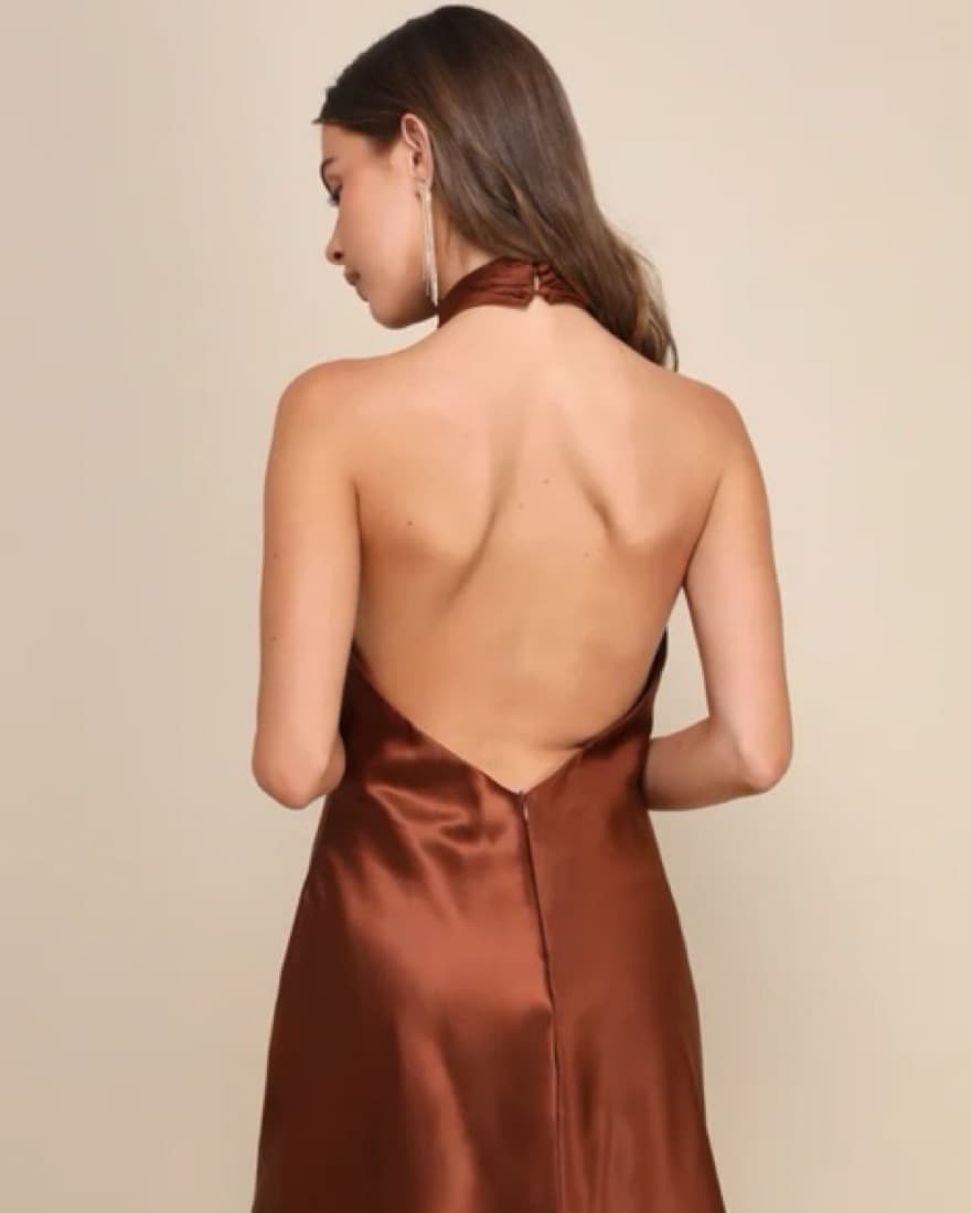 Lulu’s Brown Satin Halter  - Image 3