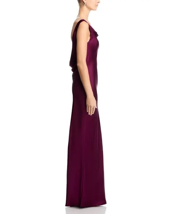 Low Back Satin Gown - Burgundy - Size S - Image 6