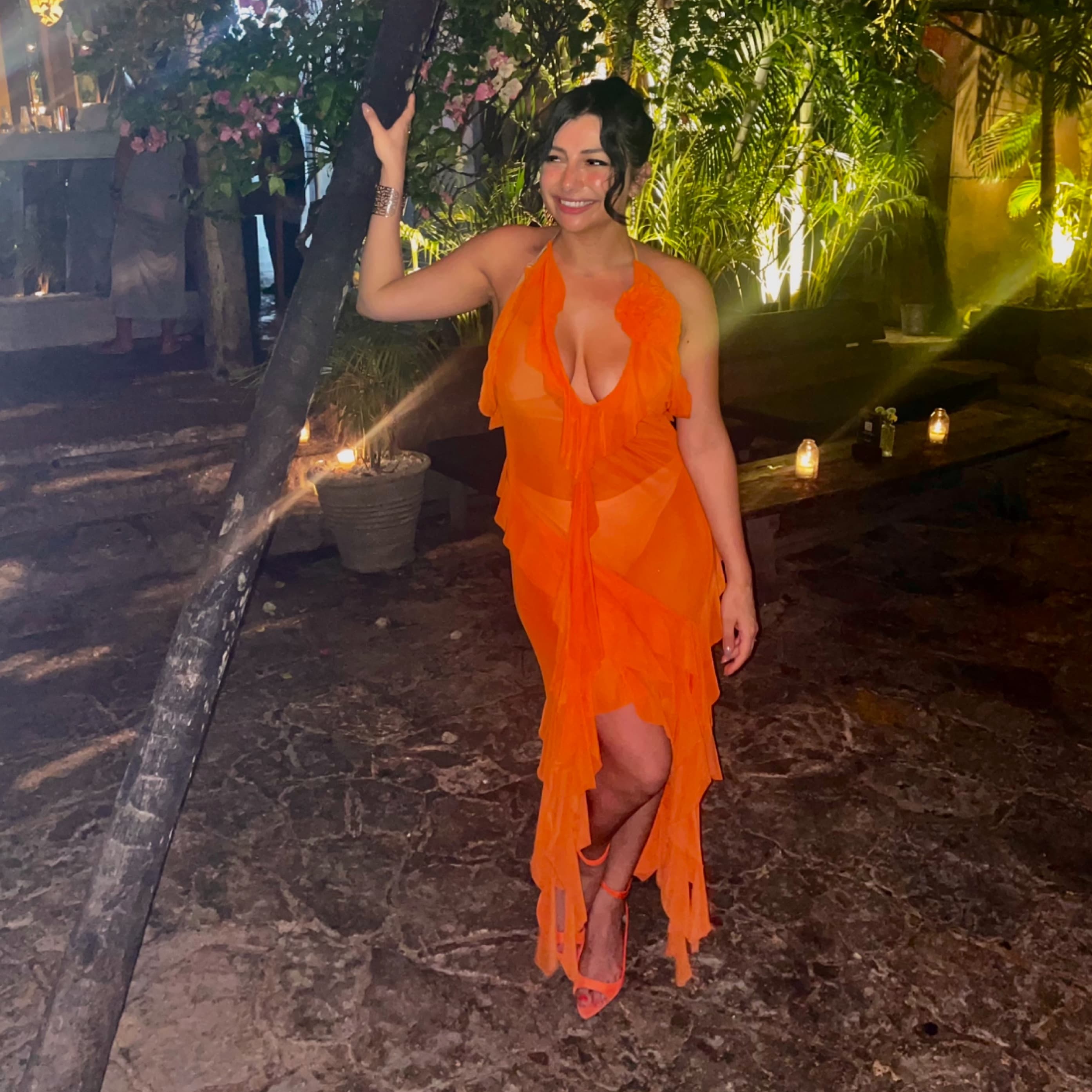 Orange Sheer Dress - Image 1
