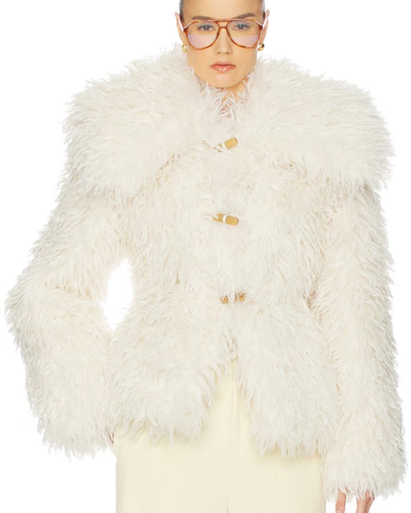 Helsa Dramatic Collar Fur Coat - Image 2