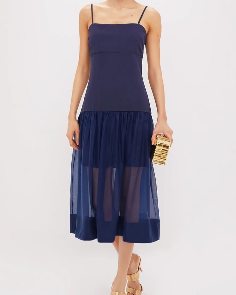 Tuckernuck Navy Midi Cocktail Dress - Image 1