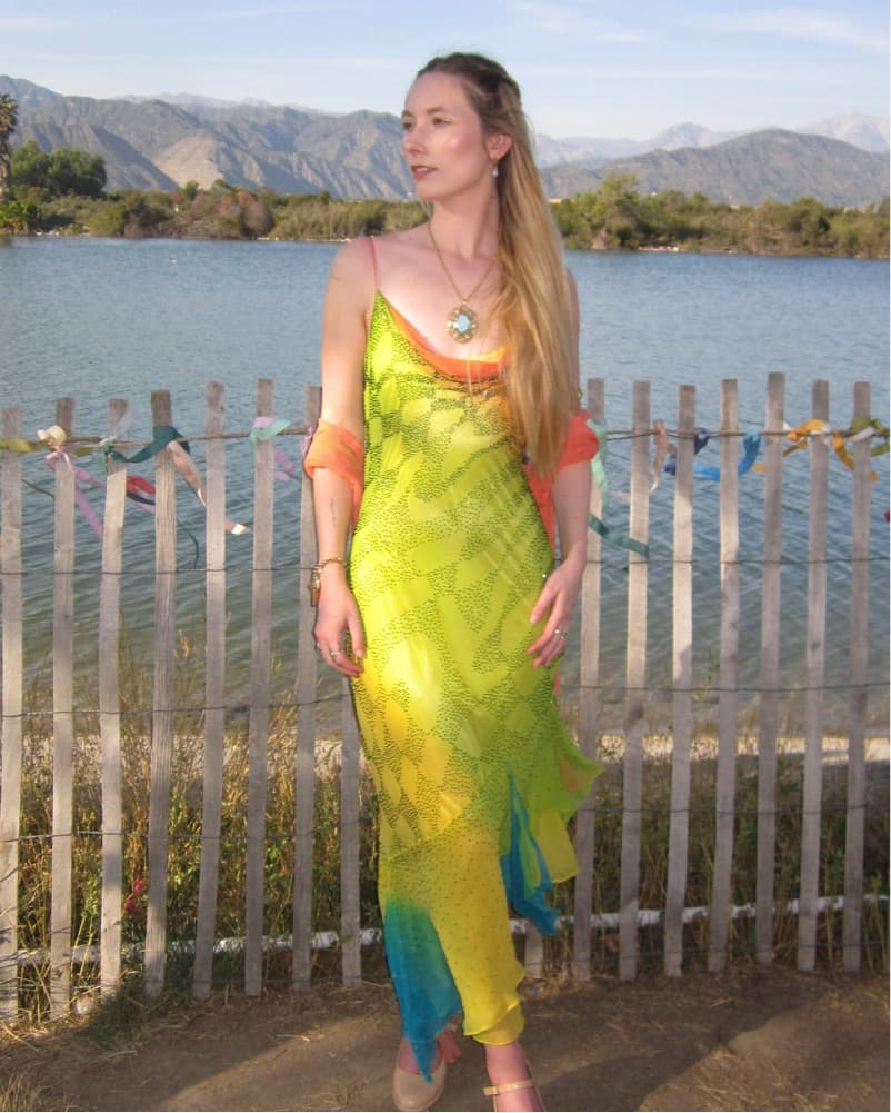 Rainbow Silk Beaded Gown - Image 5