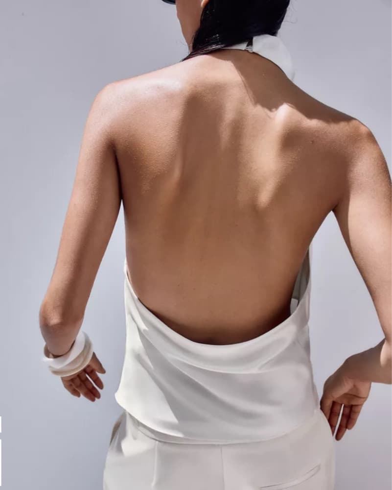 White Backless Halter Small  - Image 2